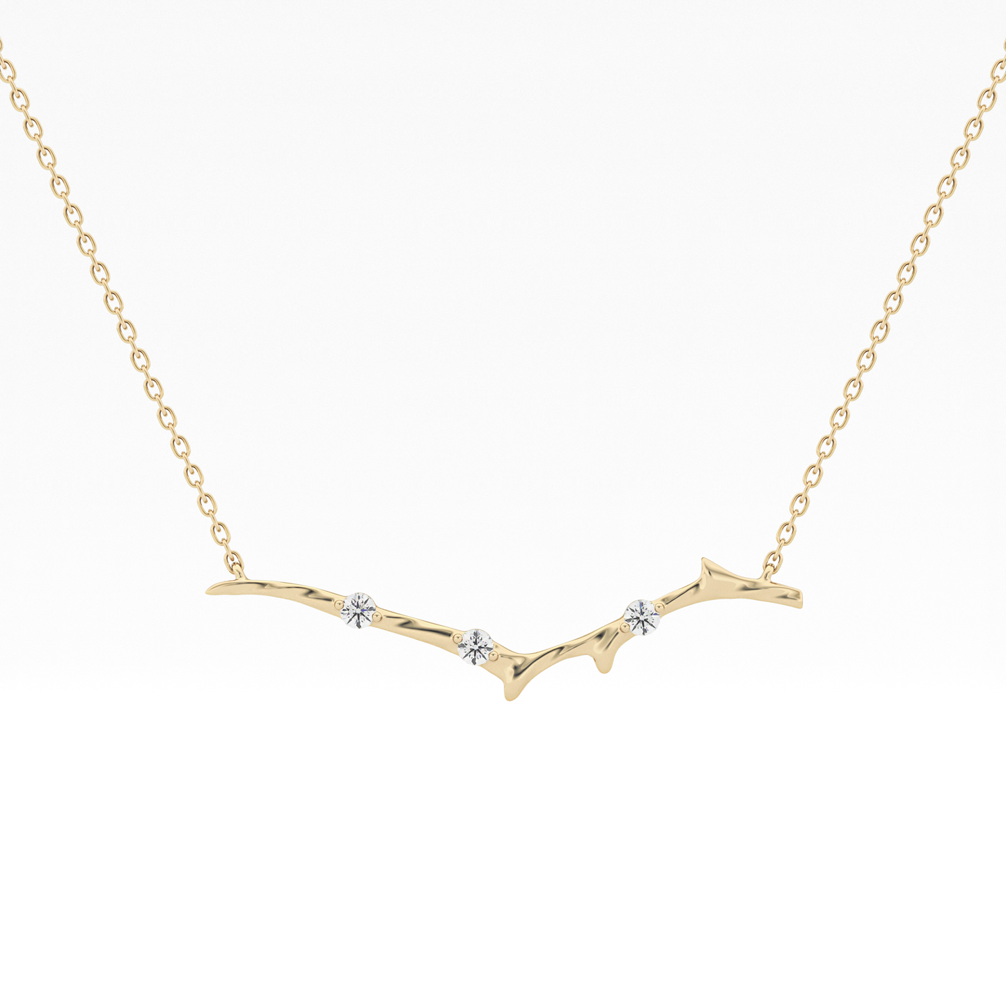 0.7 TCW Round Lab Grown Diamond Twig Necklace