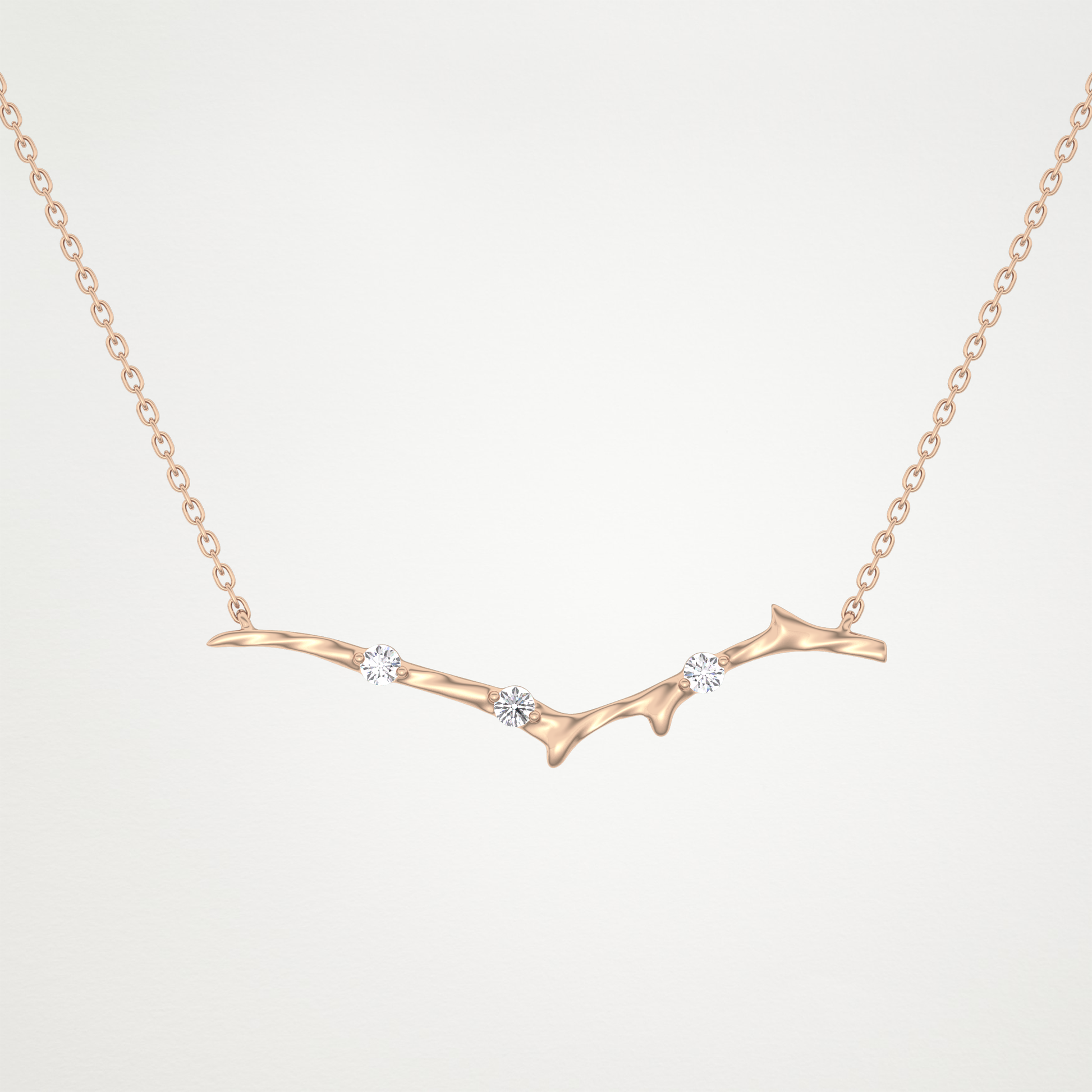 0.7 TCW Round Lab Grown Diamond Twig Necklace
