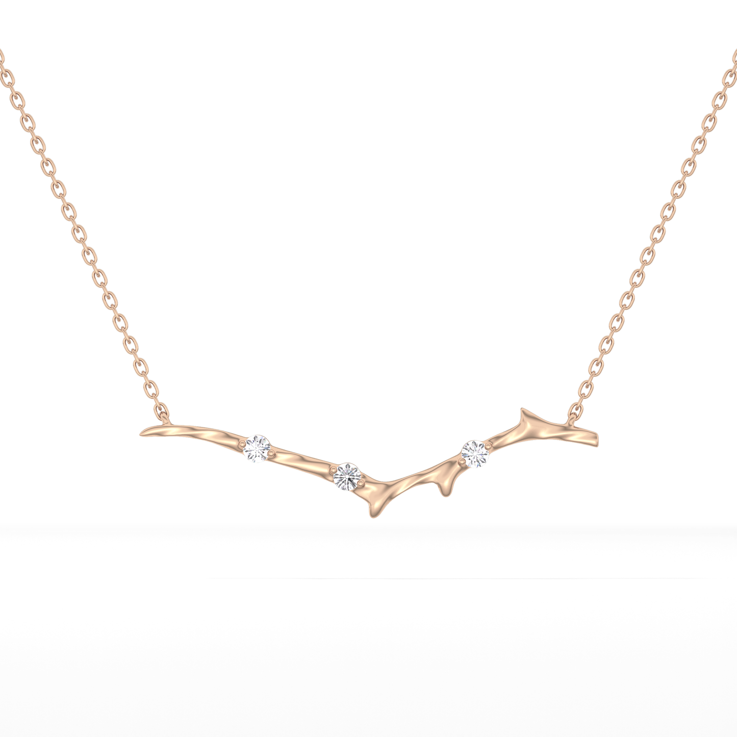 0.7 TCW Round Lab Grown Diamond Twig Necklace