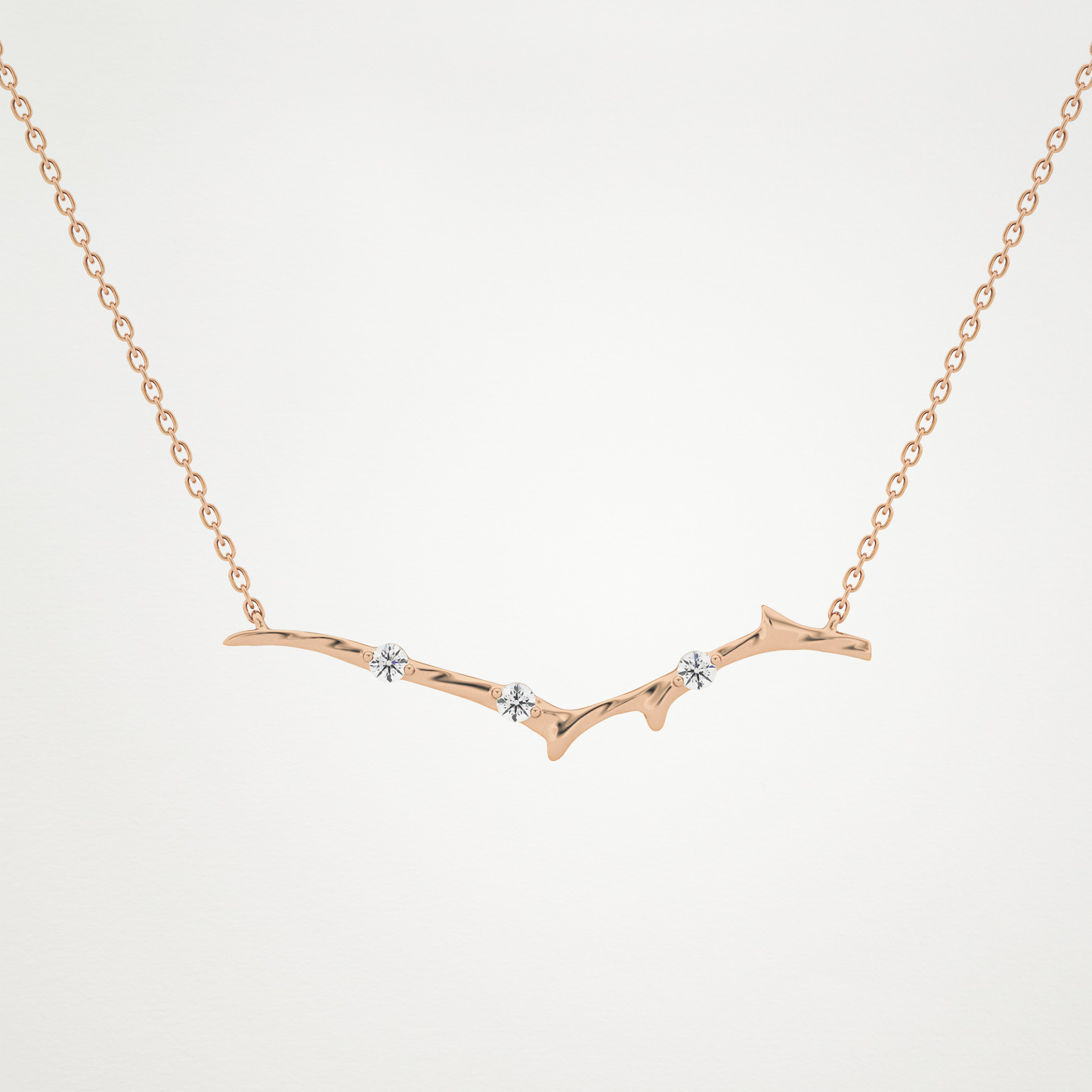 0.7 TCW Round Lab Grown Diamond Twig Necklace