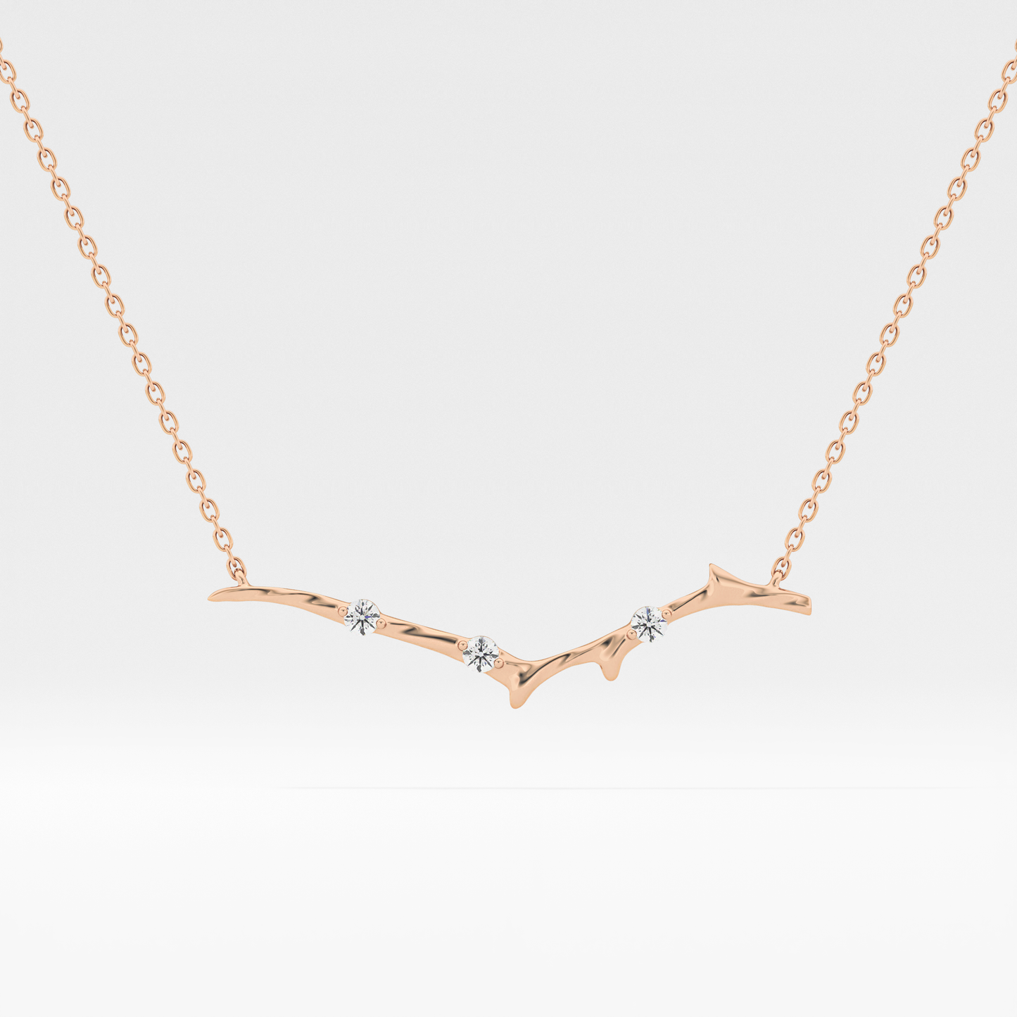 0.7 TCW Round Lab Grown Diamond Twig Necklace