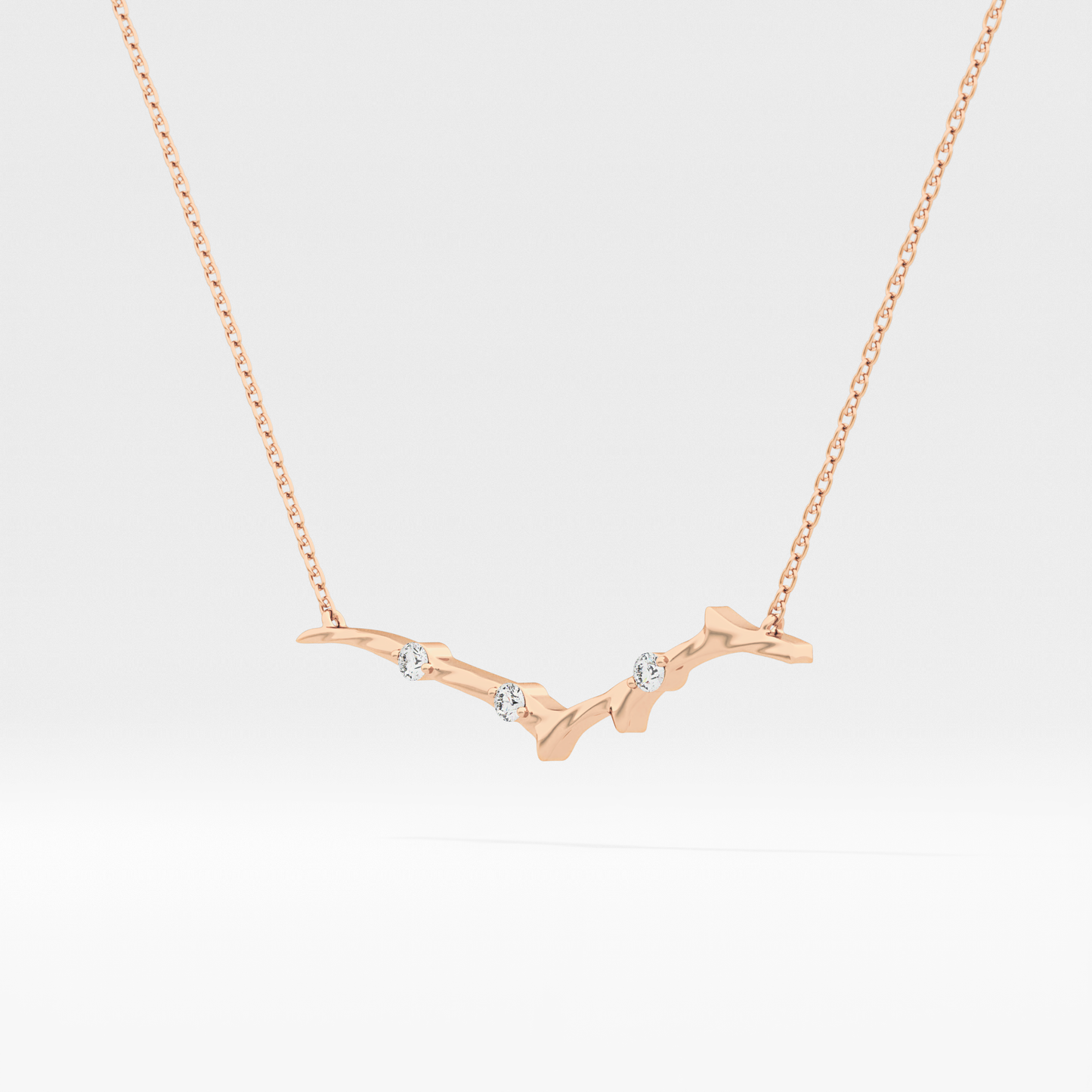 0.7 TCW Round Lab Grown Diamond Twig Necklace