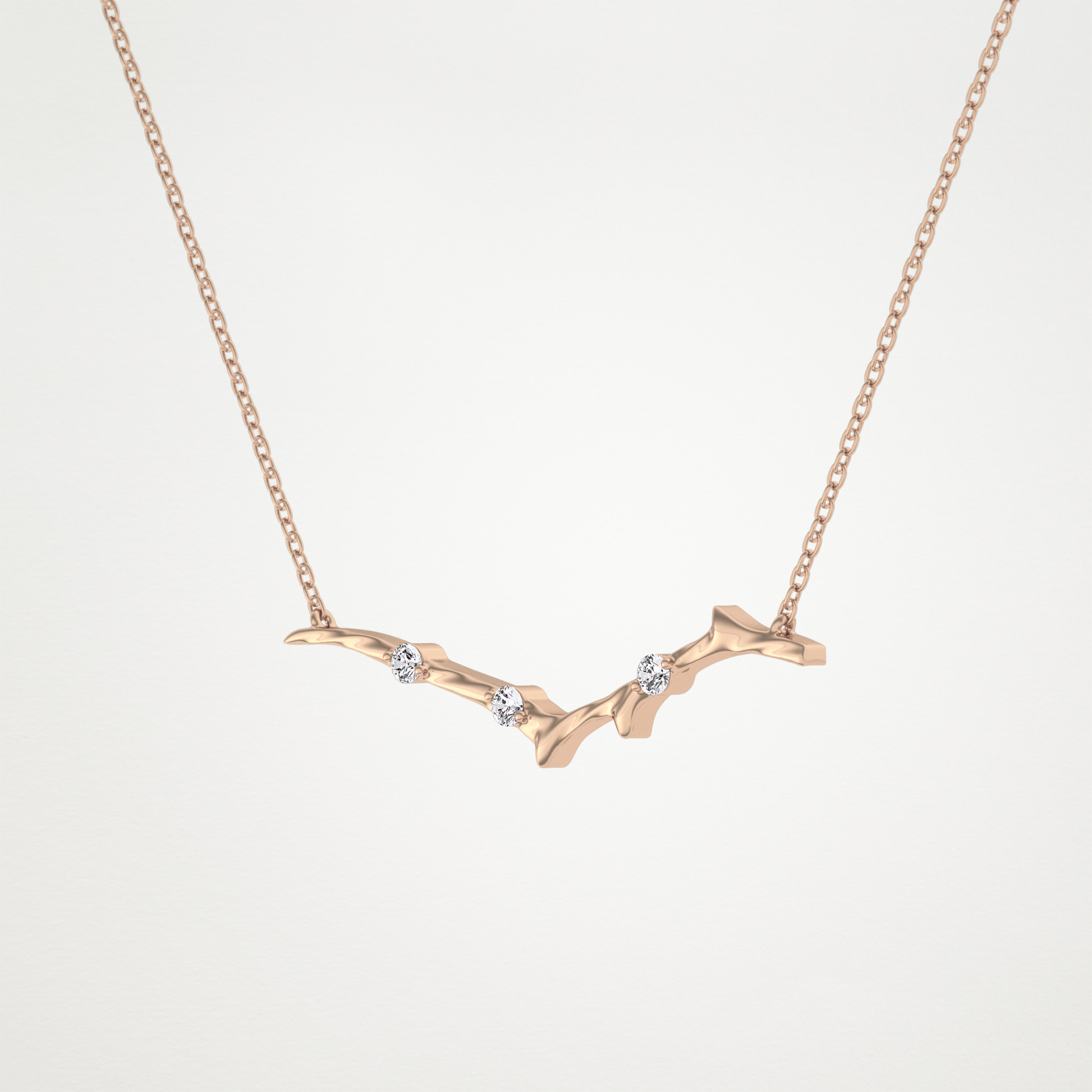 0.7 TCW Round Lab Grown Diamond Twig Necklace