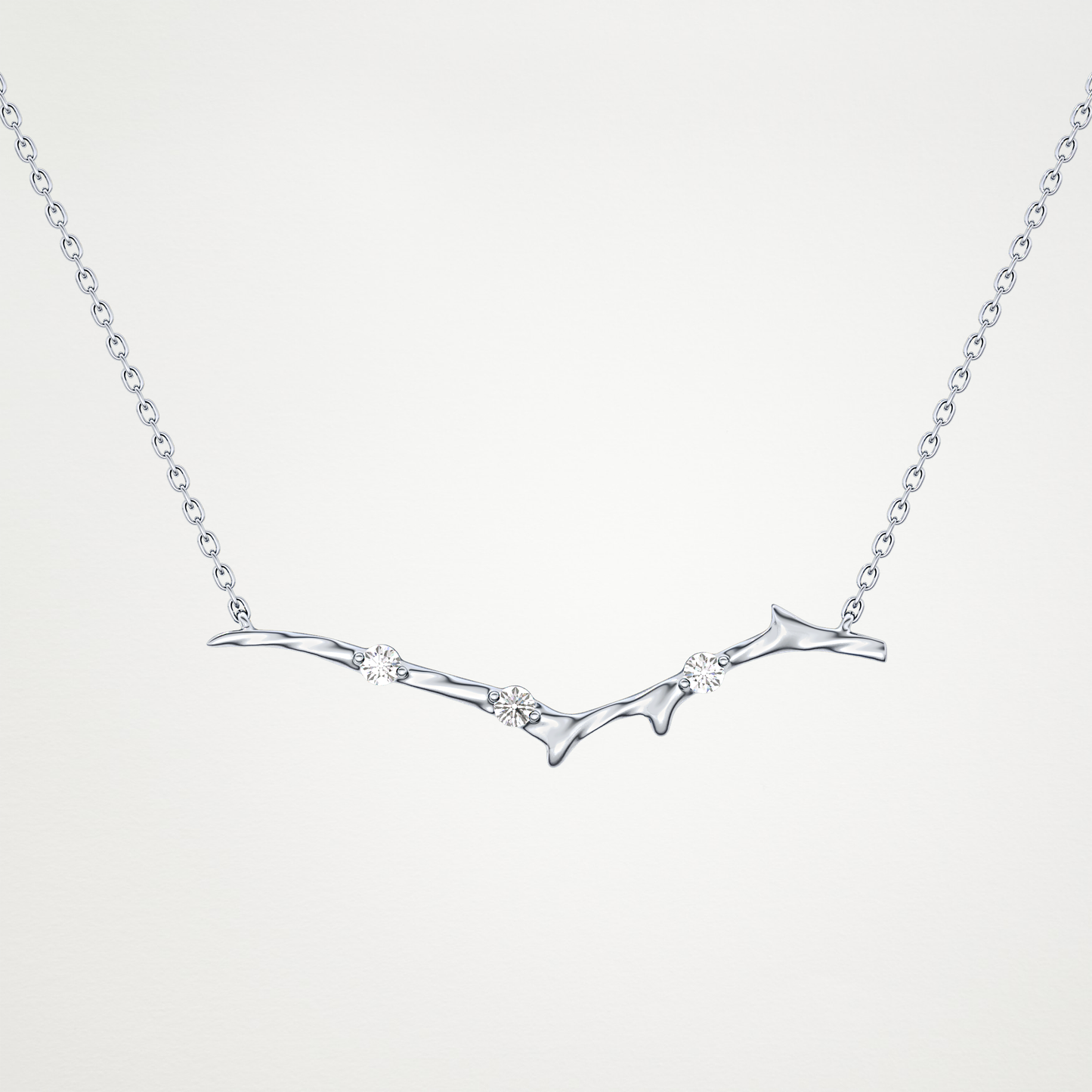 0.7 TCW Round Lab Grown Diamond Twig Necklace