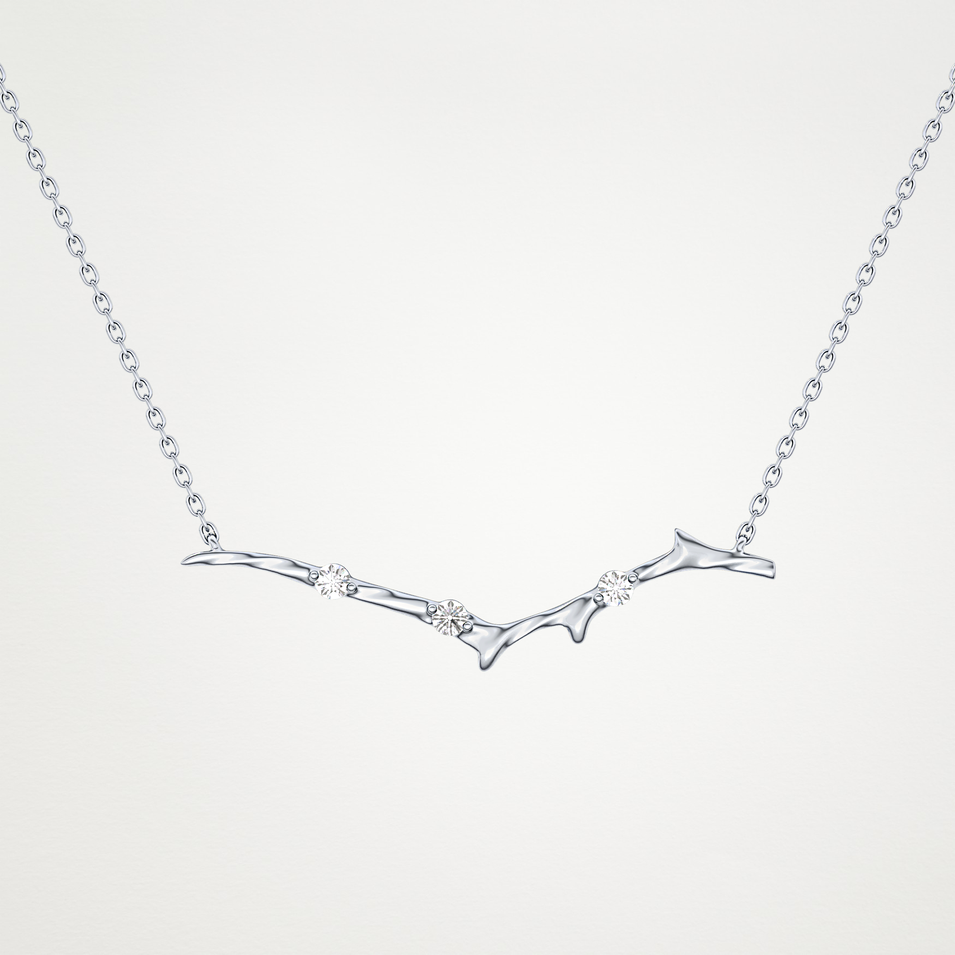 0.7 TCW Round Lab Grown Diamond Twig Necklace