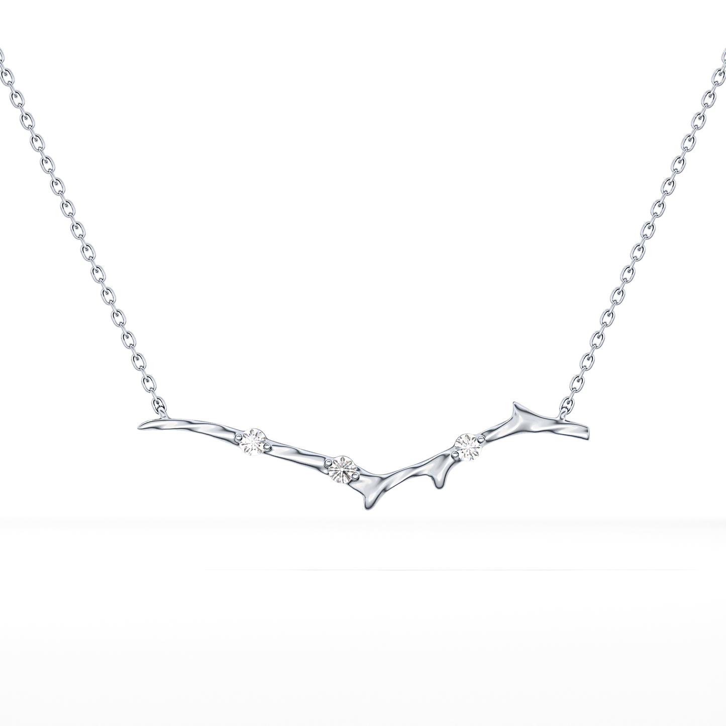 0.7 TCW Round Lab Grown Diamond Twig Necklace
