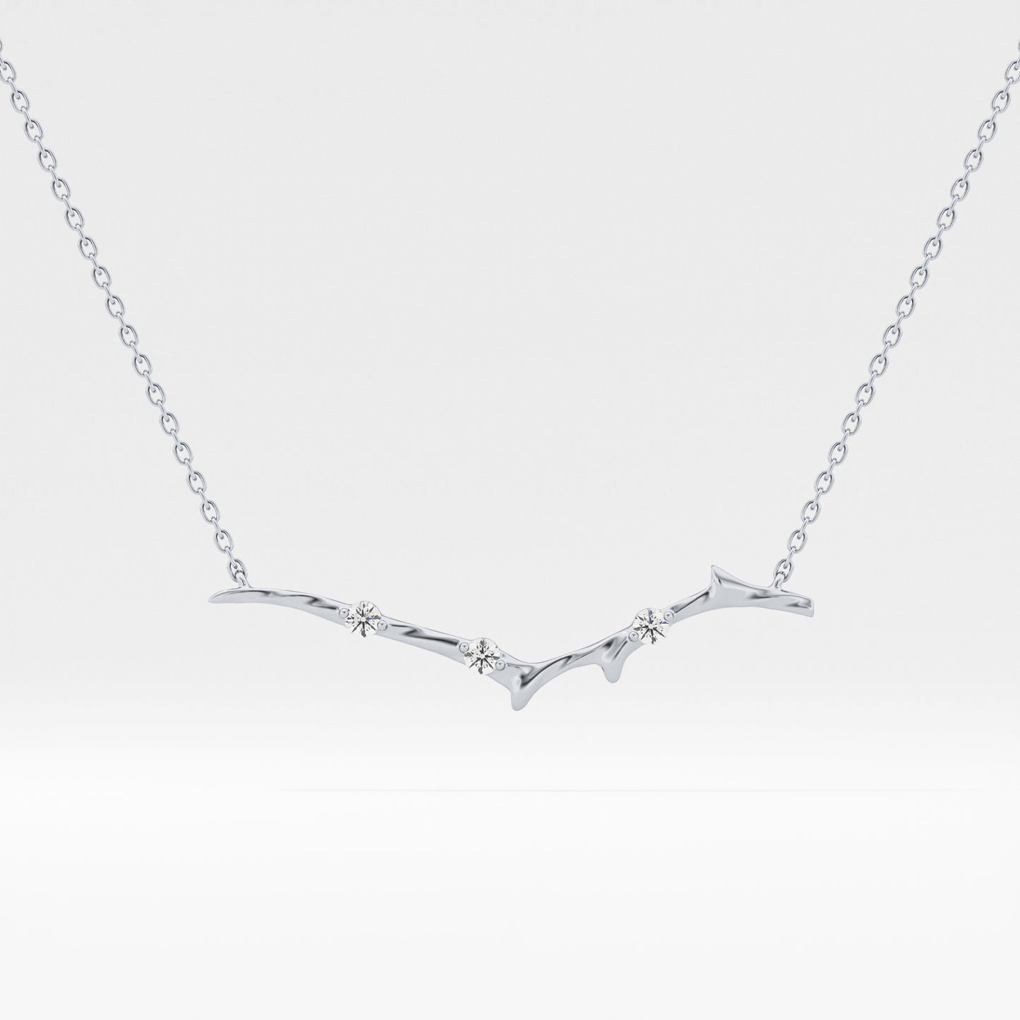 0.7 TCW Round Lab Grown Diamond Twig Necklace
