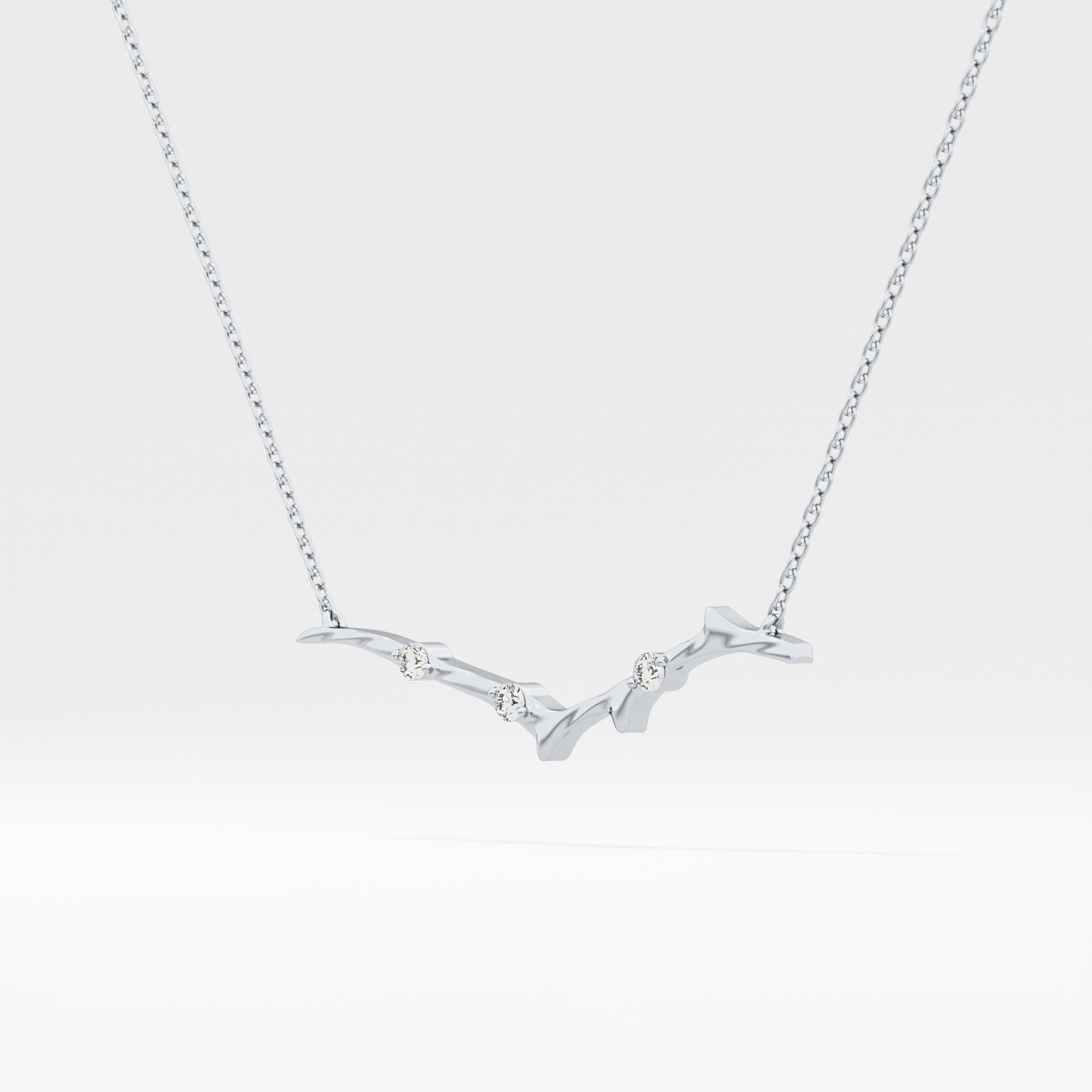0.7 TCW Round Lab Grown Diamond Twig Necklace