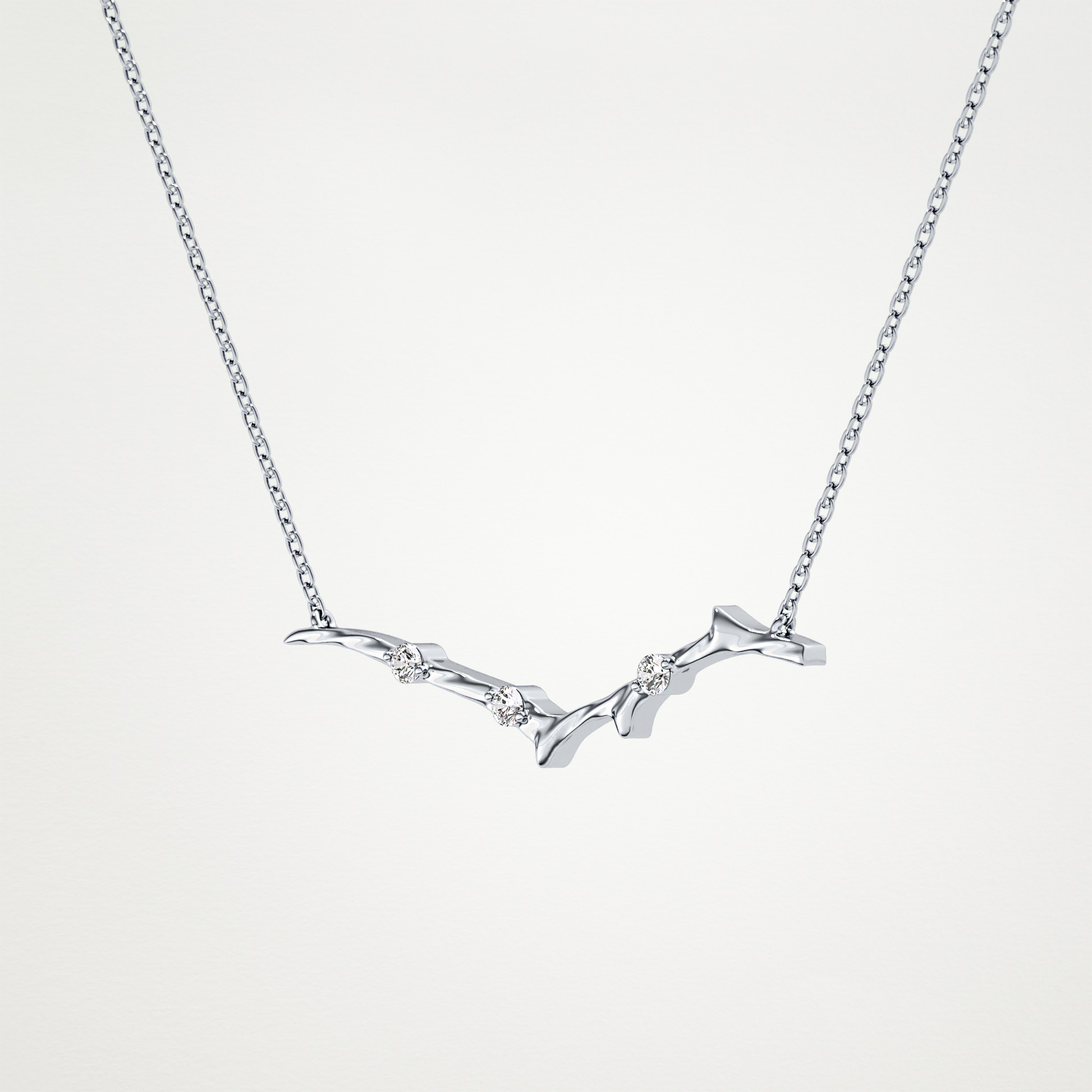 0.7 TCW Round Lab Grown Diamond Twig Necklace