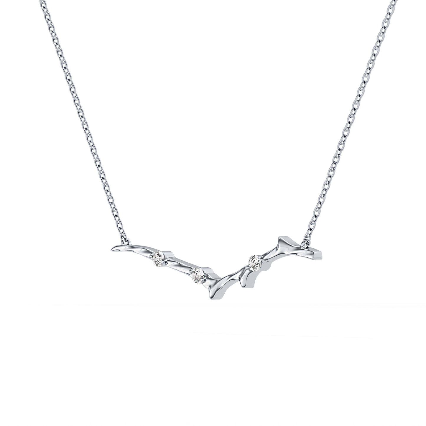 0.7 TCW Round Lab Grown Diamond Twig Necklace