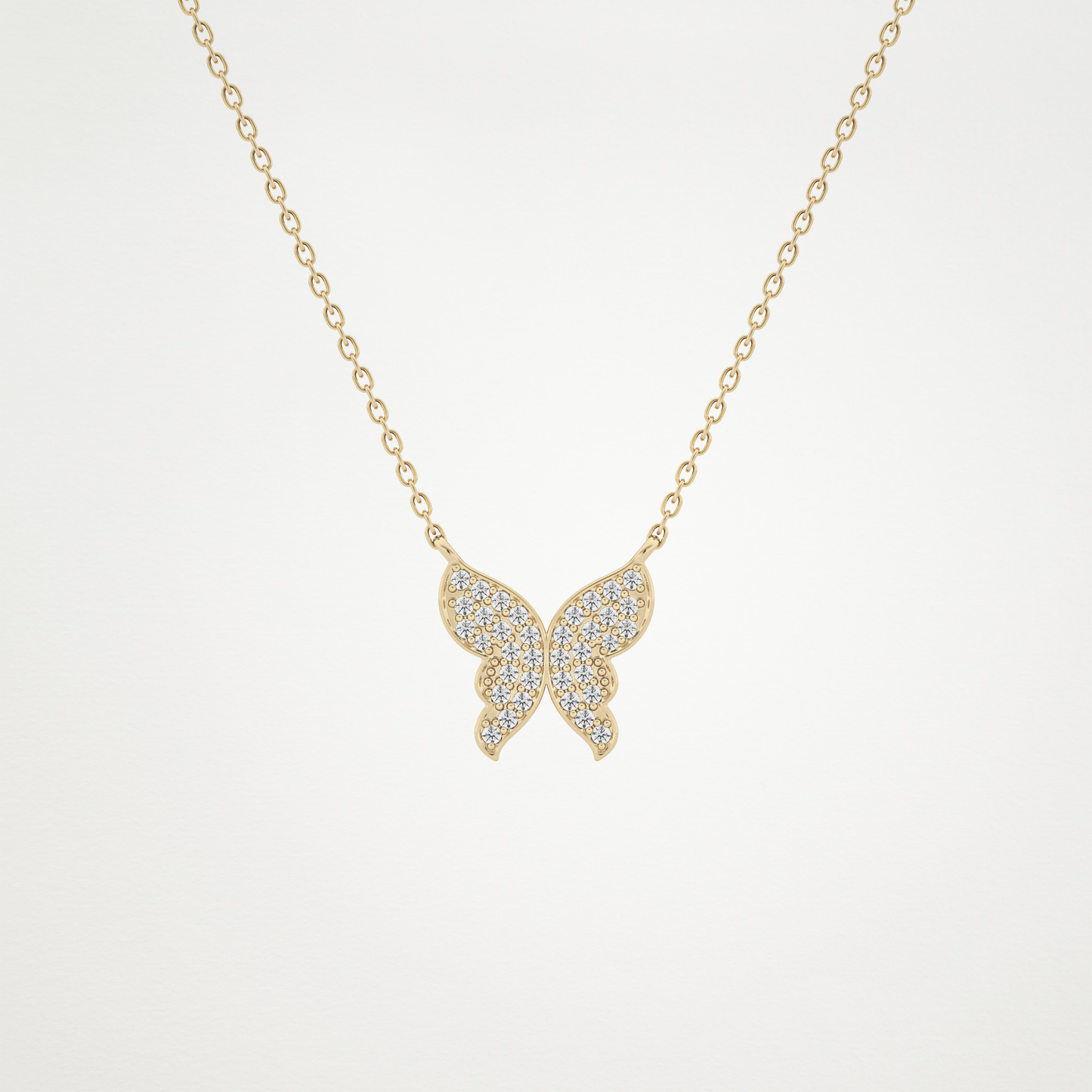0.094 TCW Round Lab Grown Diamond Butterfly Necklace