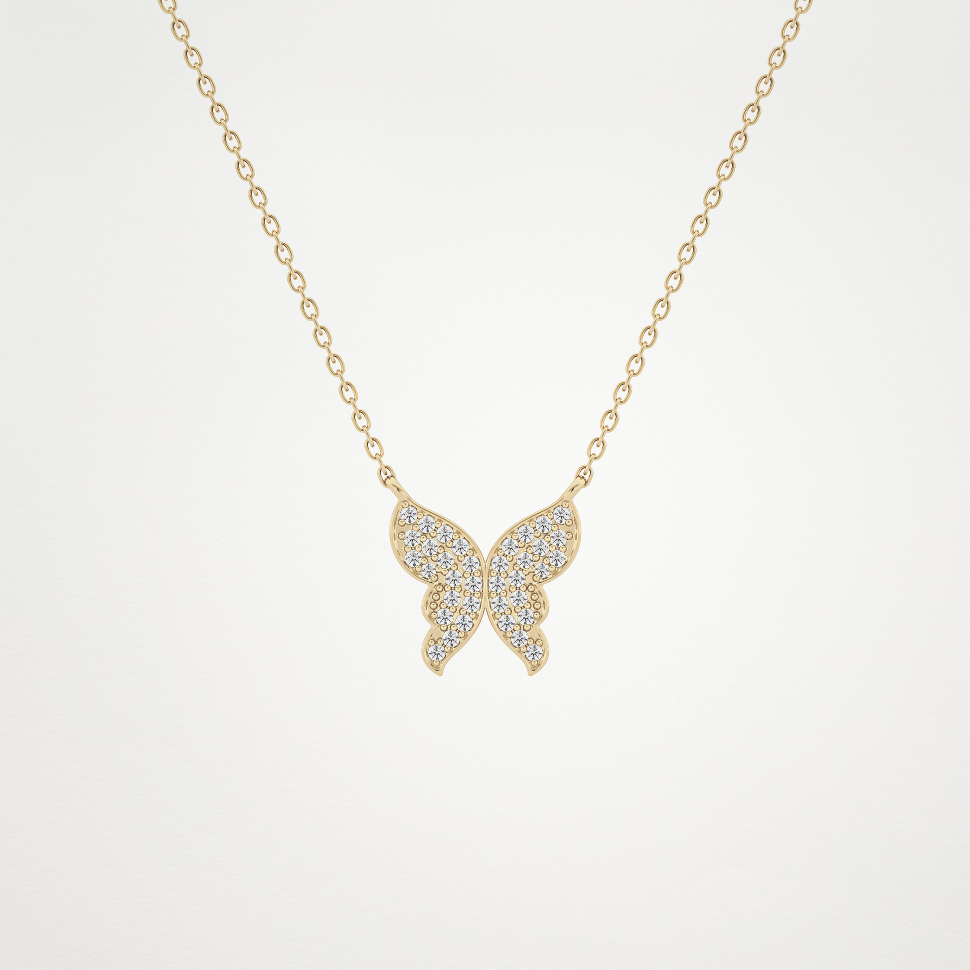 0.094 TCW Round Lab Grown Diamond Butterfly Necklace