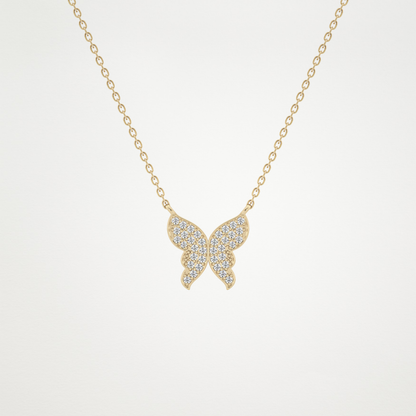 0.094 TCW Round Lab Grown Diamond Butterfly Necklace