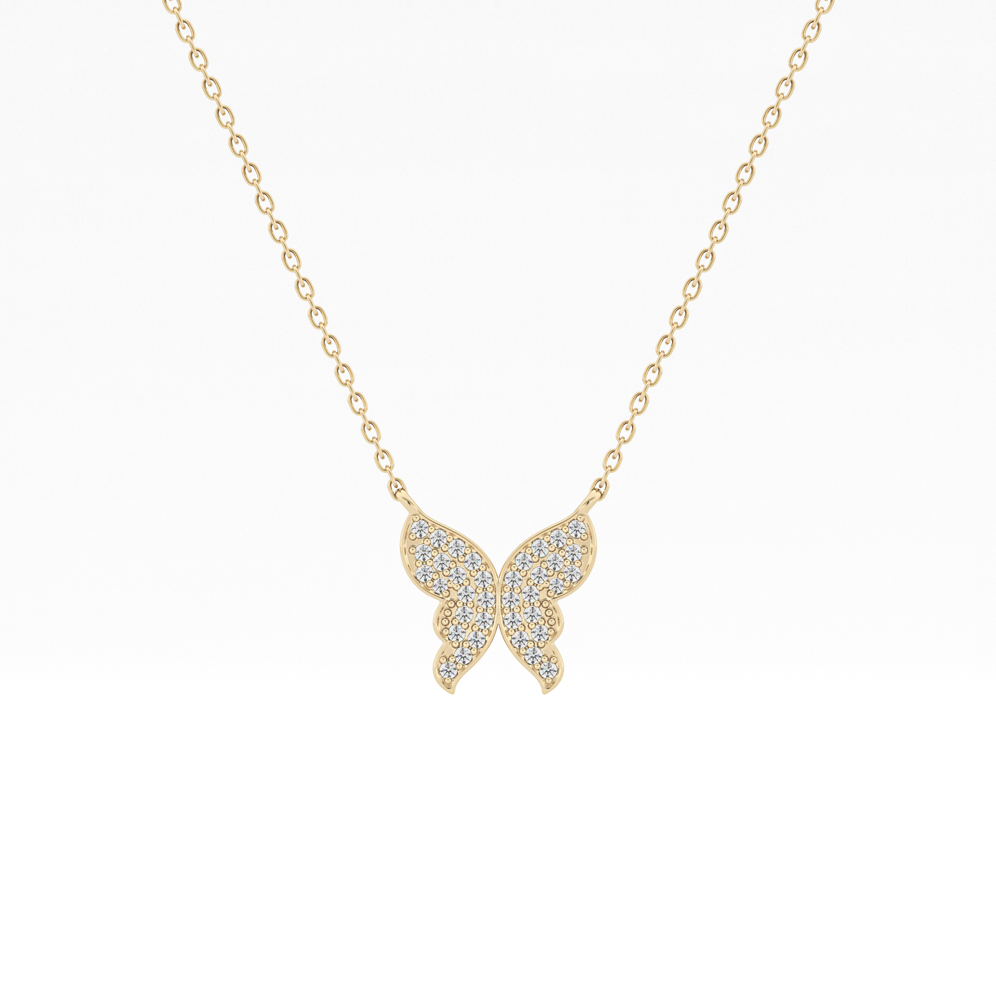 0.094 TCW Round Lab Grown Diamond Butterfly Necklace