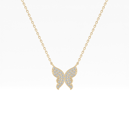0.094 TCW Round Lab Grown Diamond Butterfly Necklace