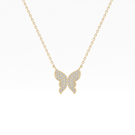 0.094 TCW Round Lab Grown Diamond Butterfly Necklace