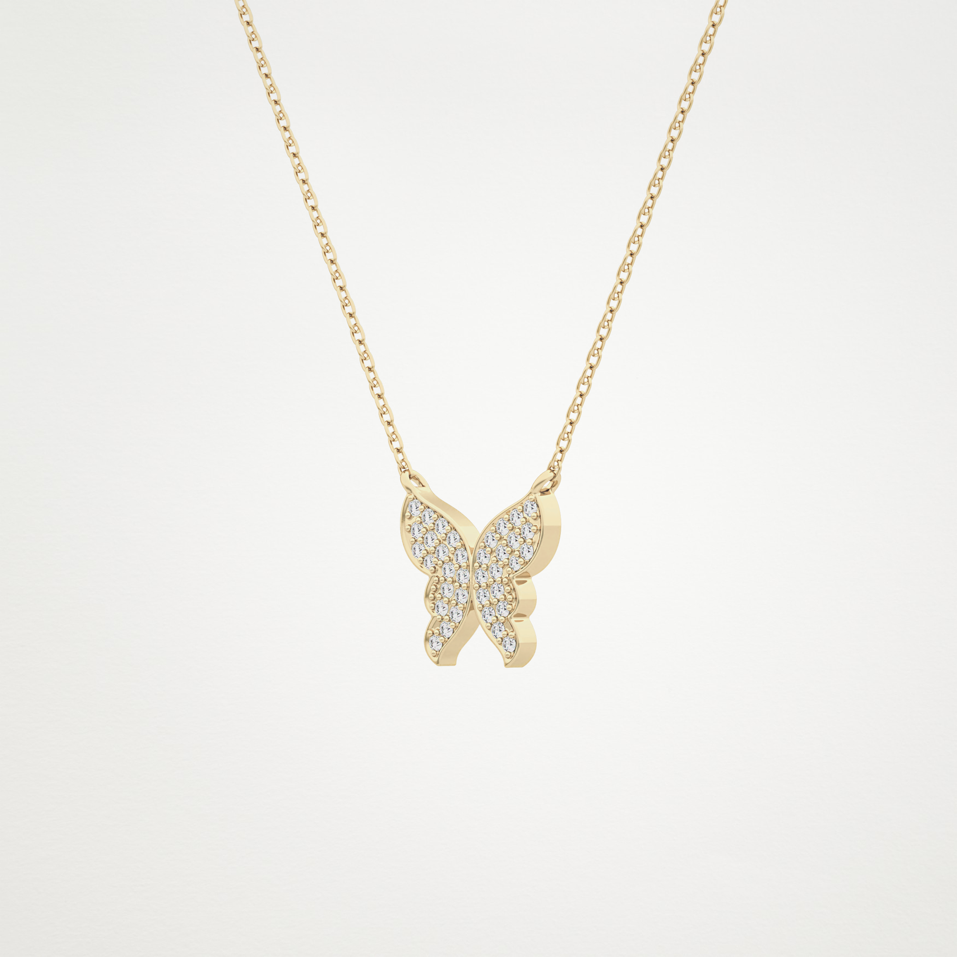 0.094 TCW Round Lab Grown Diamond Butterfly Necklace