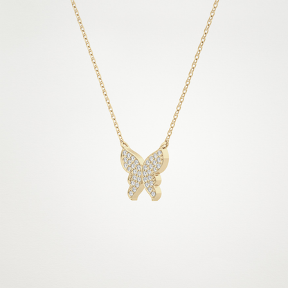 0.094 TCW Round Lab Grown Diamond Butterfly Necklace