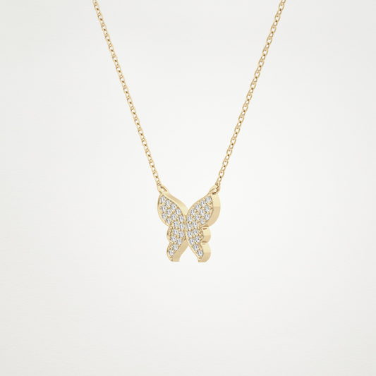 0.094 TCW Round Lab Grown Diamond Butterfly Necklace