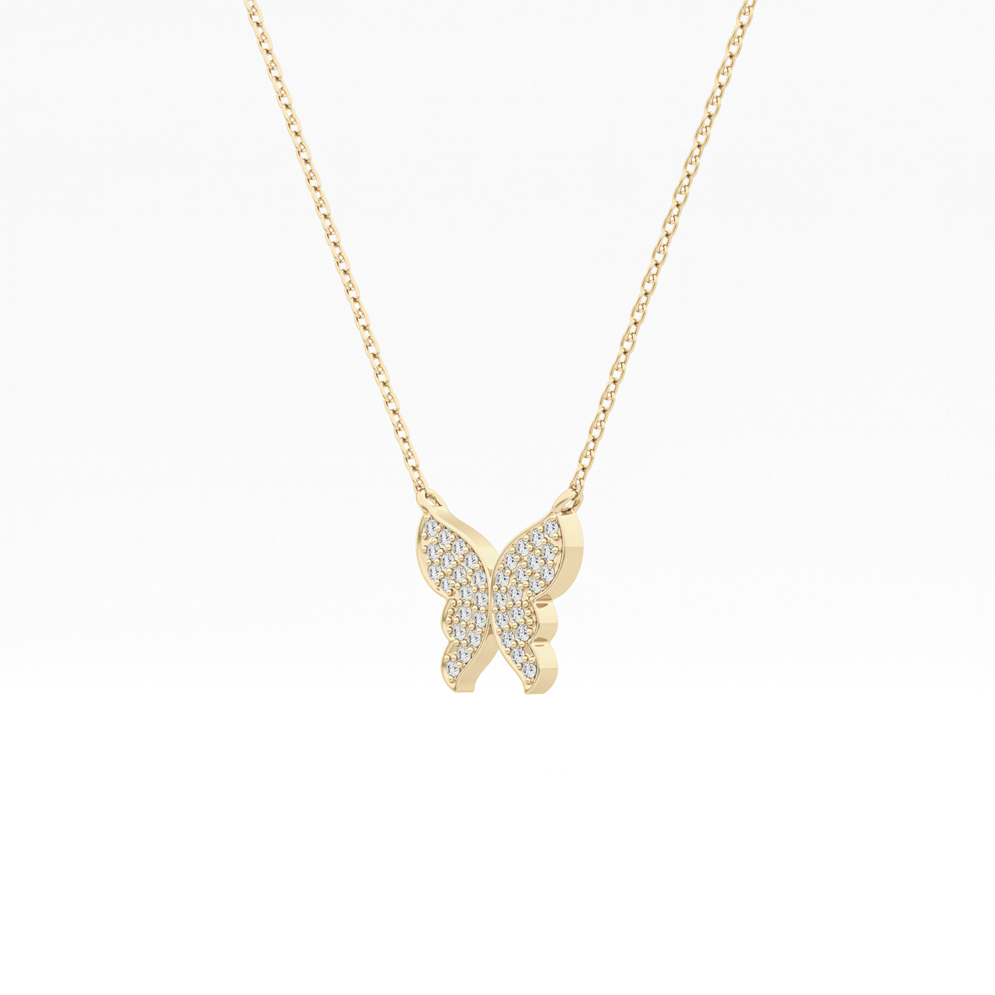 0.094 TCW Round Lab Grown Diamond Butterfly Necklace