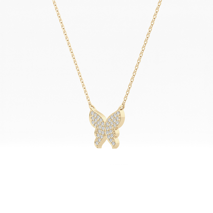 0.094 TCW Round Lab Grown Diamond Butterfly Necklace