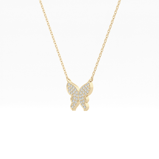 0.094 TCW Round Lab Grown Diamond Butterfly Necklace