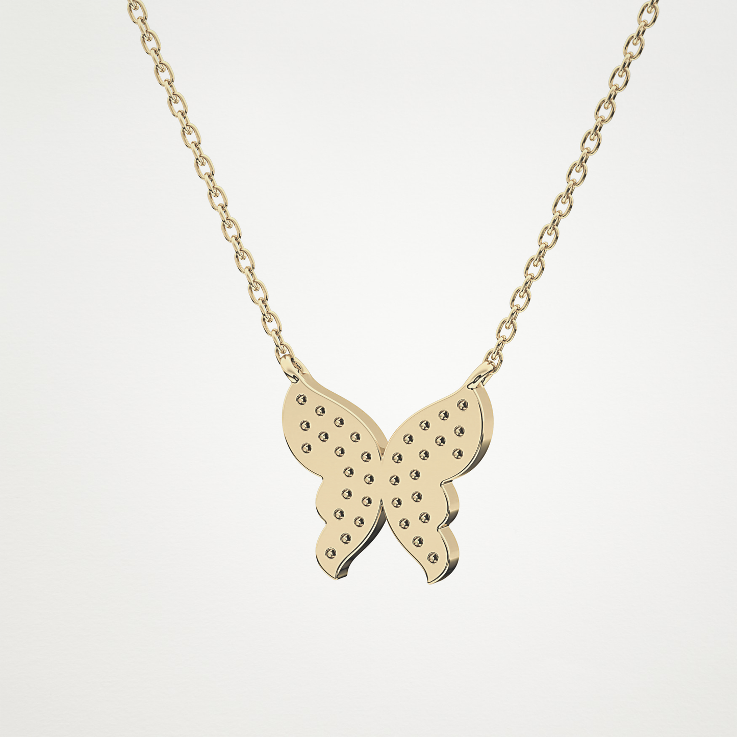 0.094 TCW Round Lab Grown Diamond Butterfly Necklace