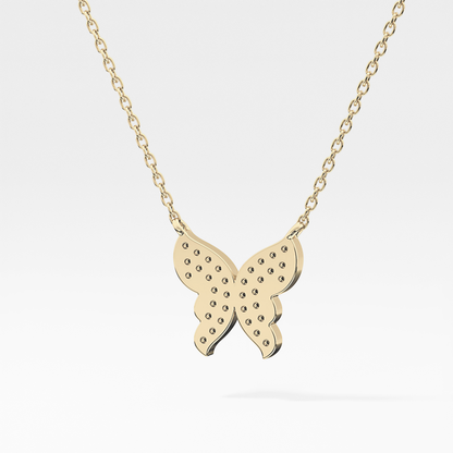 0.094 TCW Round Lab Grown Diamond Butterfly Necklace