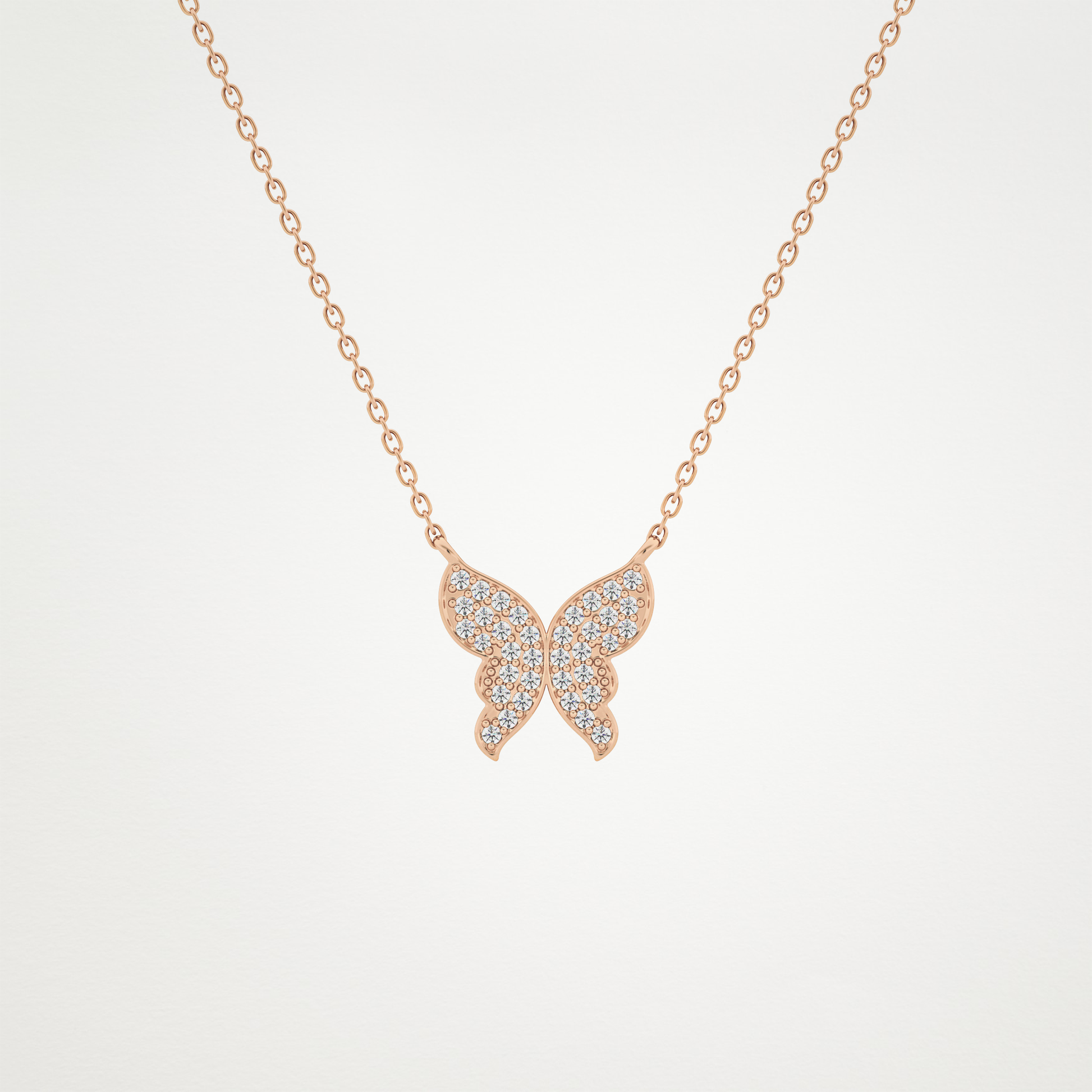 0.094 TCW Round Lab Grown Diamond Butterfly Necklace