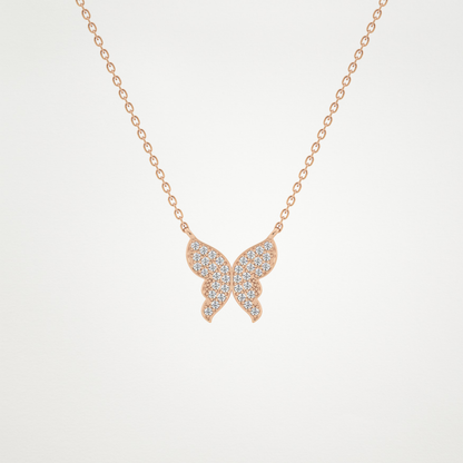 0.094 TCW Round Lab Grown Diamond Butterfly Necklace