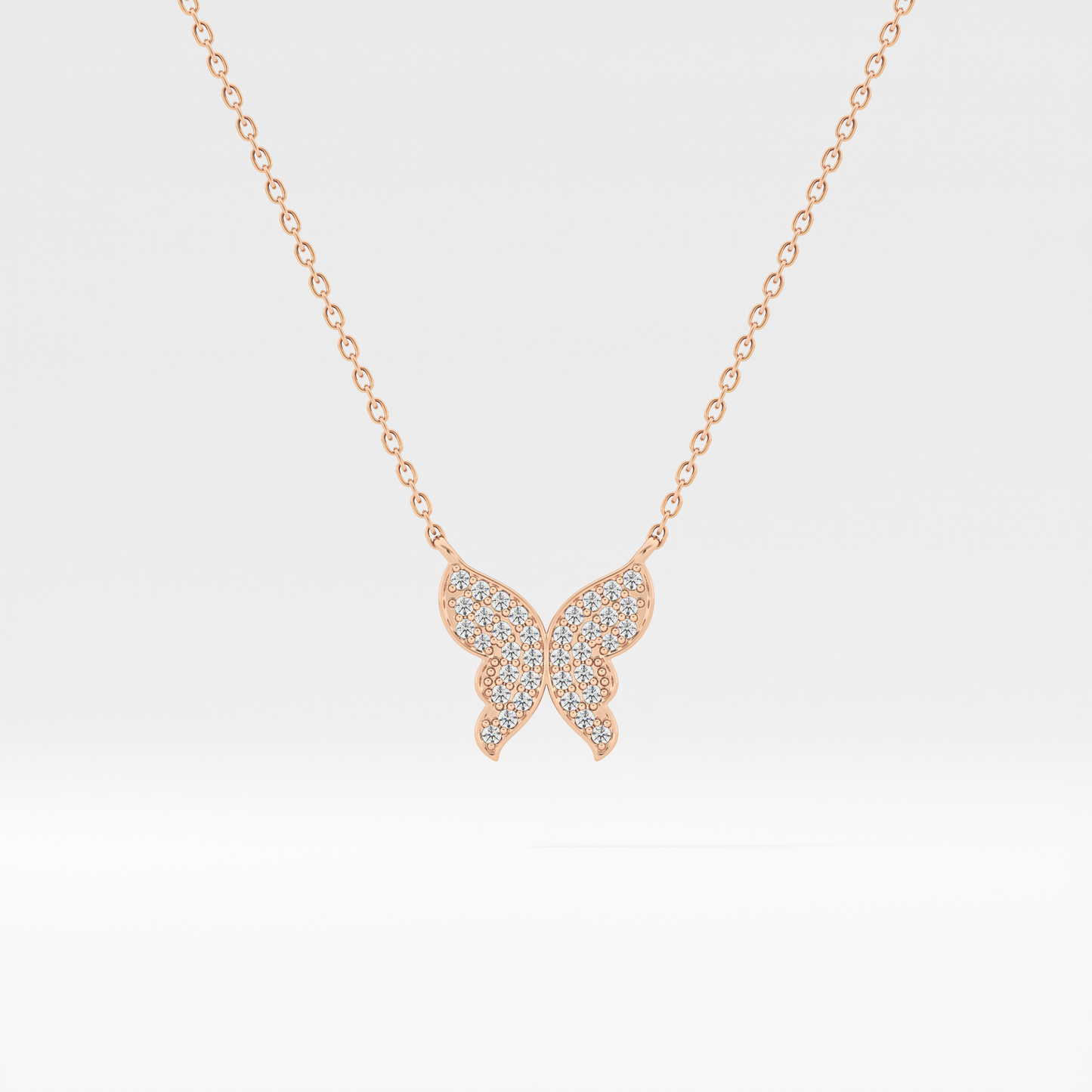 0.094 TCW Round Lab Grown Diamond Butterfly Necklace