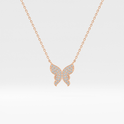 0.094 TCW Round Lab Grown Diamond Butterfly Necklace