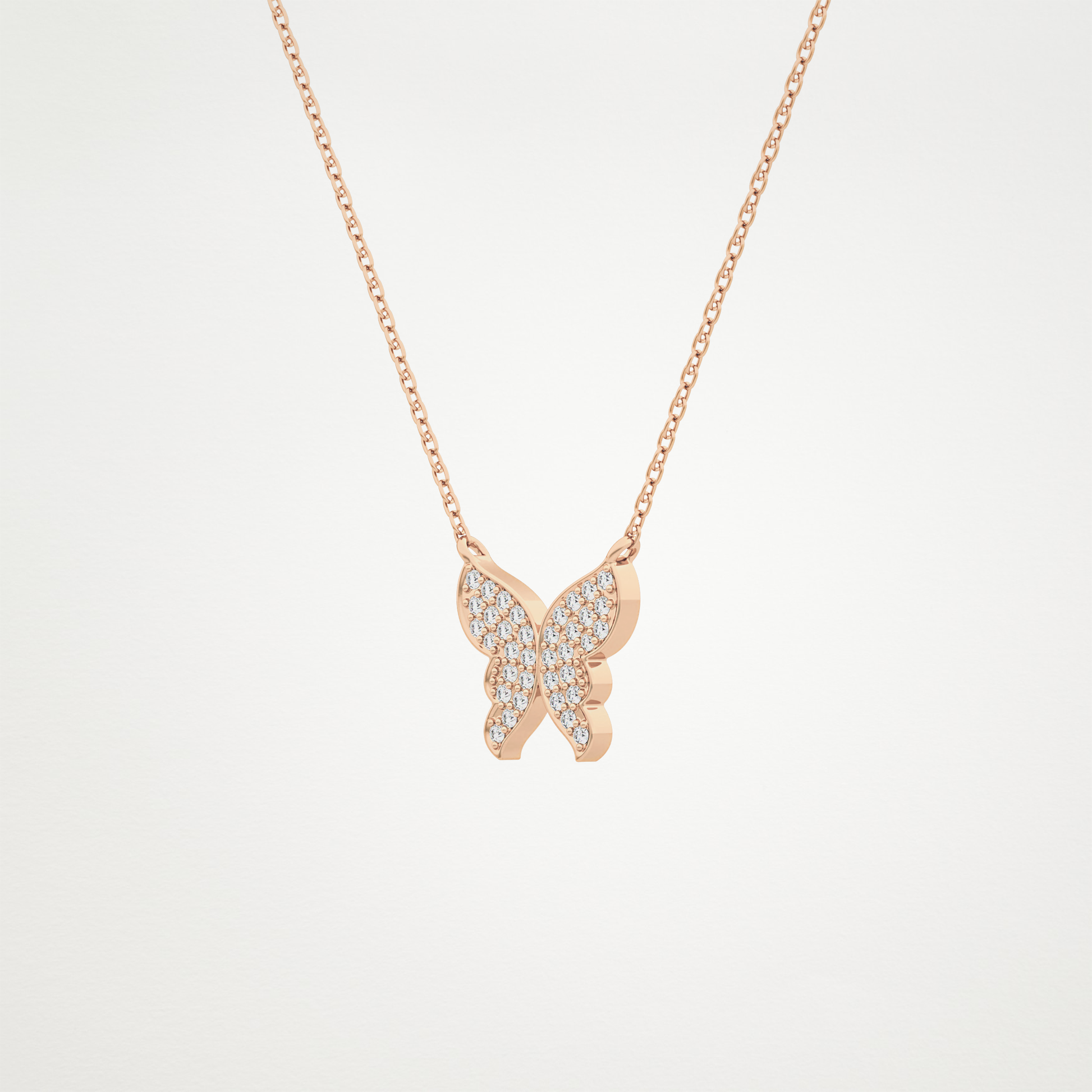 0.094 TCW Round Lab Grown Diamond Butterfly Necklace