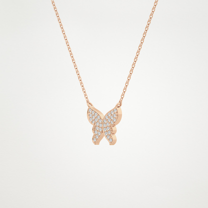 0.094 TCW Round Lab Grown Diamond Butterfly Necklace