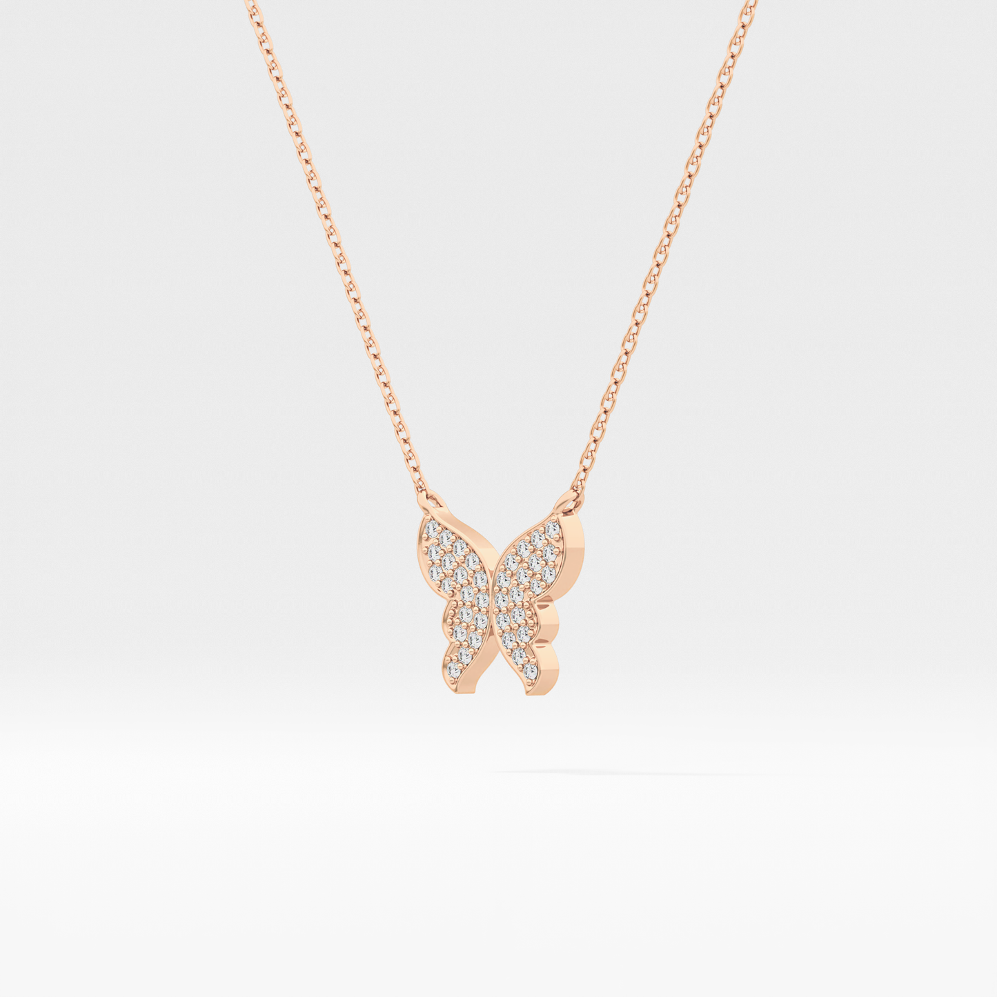 0.094 TCW Round Lab Grown Diamond Butterfly Necklace