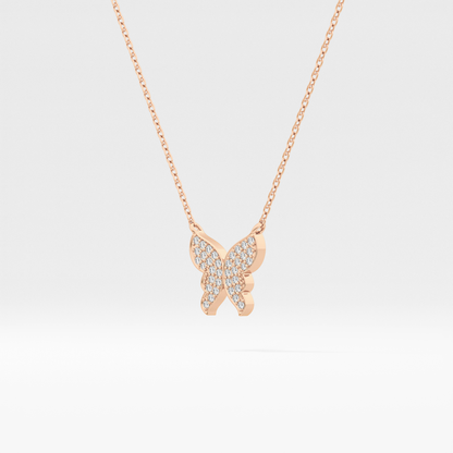 0.094 TCW Round Lab Grown Diamond Butterfly Necklace