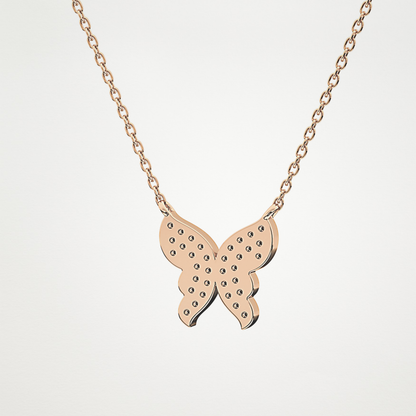 0.094 TCW Round Lab Grown Diamond Butterfly Necklace