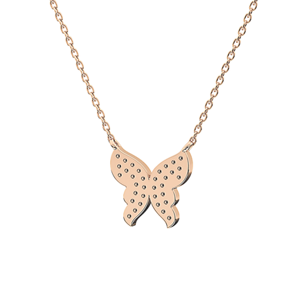 0.094 TCW Round Lab Grown Diamond Butterfly Necklace