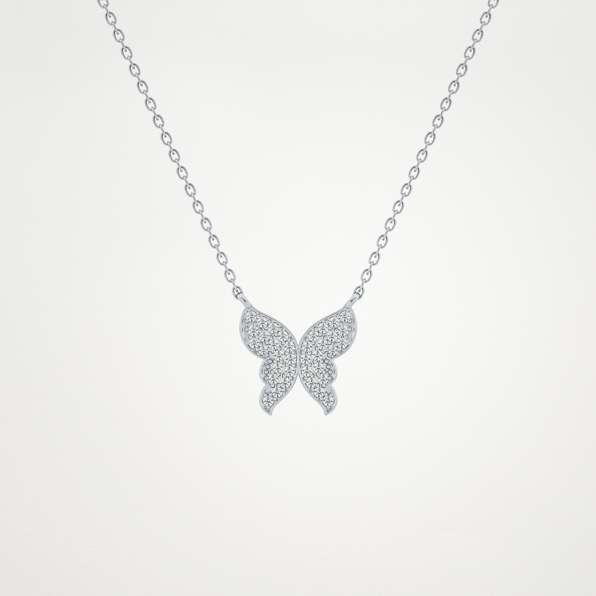0.094 TCW Round Lab Grown Diamond Butterfly Necklace