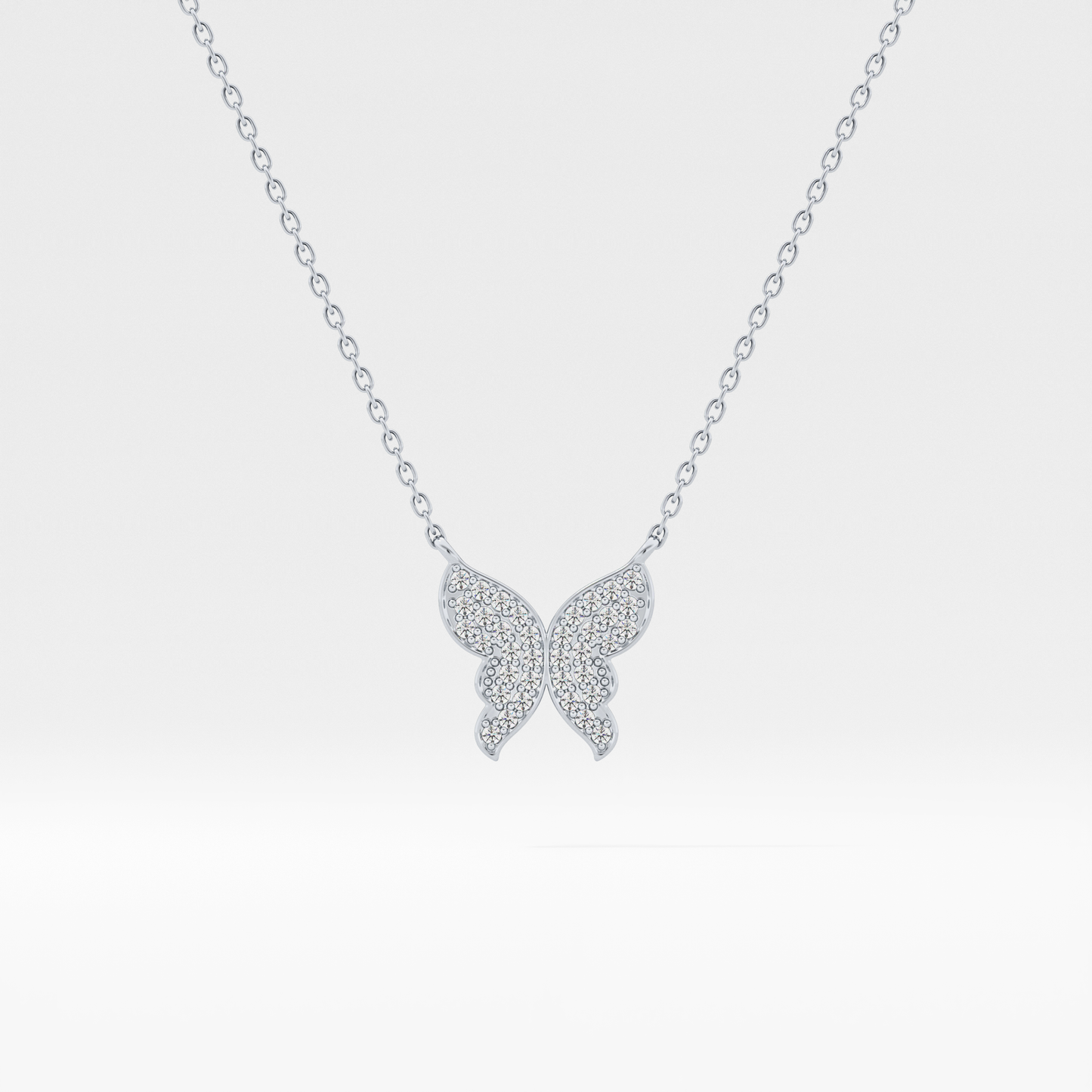 0.094 TCW Round Lab Grown Diamond Butterfly Necklace