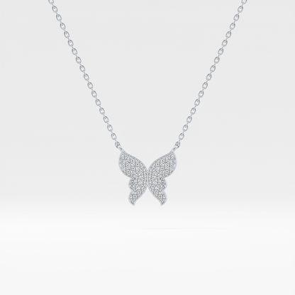 0.094 TCW Round Lab Grown Diamond Butterfly Necklace
