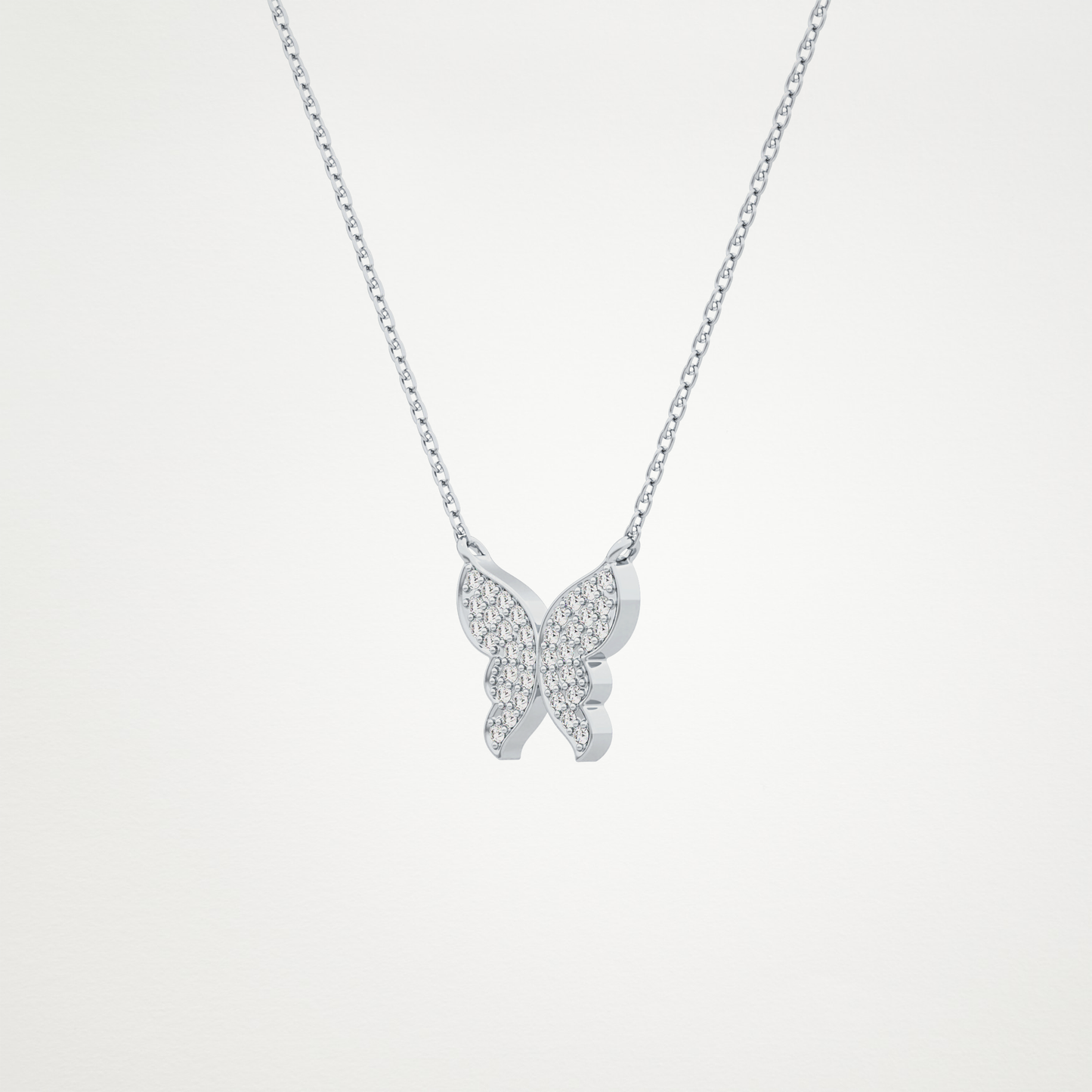 0.094 TCW Round Lab Grown Diamond Butterfly Necklace