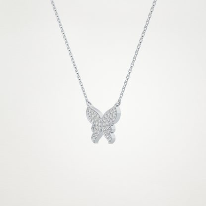 0.094 TCW Round Lab Grown Diamond Butterfly Necklace