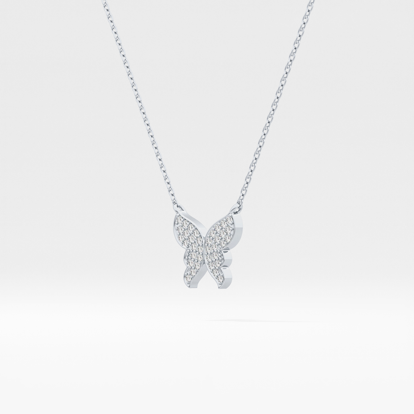 0.094 TCW Round Lab Grown Diamond Butterfly Necklace