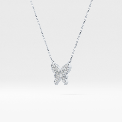 0.094 TCW Round Lab Grown Diamond Butterfly Necklace