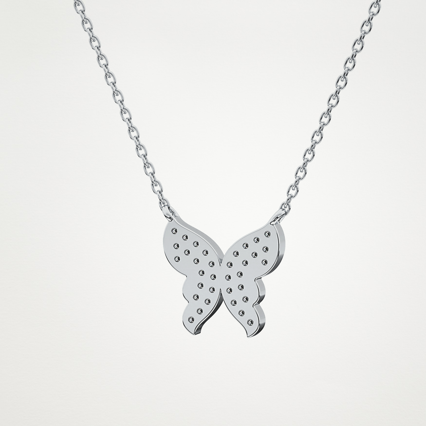 0.094 TCW Round Lab Grown Diamond Butterfly Necklace