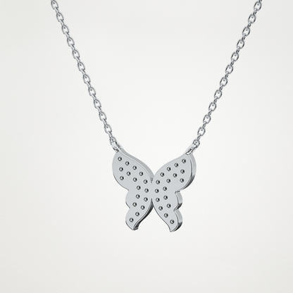 0.094 TCW Round Lab Grown Diamond Butterfly Necklace