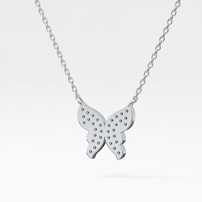 0.094 TCW Round Lab Grown Diamond Butterfly Necklace