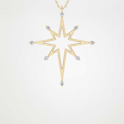 0.17 TCW Round Lab Grown Diamond Star Necklace