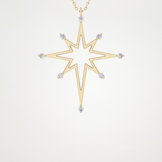 0.17 TCW Round Lab Grown Diamond Star Necklace